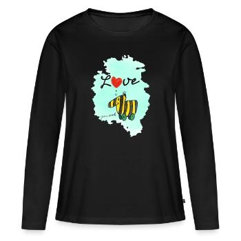 Janosch Verliebte Tigerente Herz Love - Frauen Premium Bio Langarmshirt - Schwarz - Vorne - Julia (174cm)