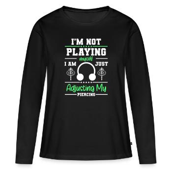 Piercing Schmerz Tattoo Humor - Frauen Premium Bio Langarmshirt - Schwarz - Vorne - Julia (174cm)