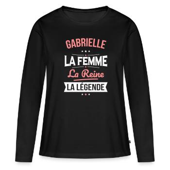 Gabrielle - La Femme - La Reine - La Légende - T-shirt manches longues Premium bio Femme - noir - Devant - Julia (174cm)
