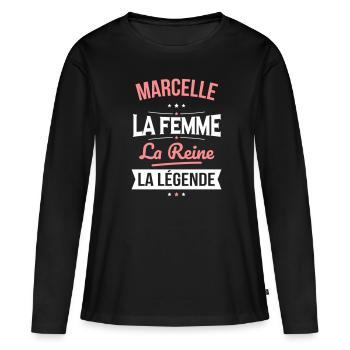Marcelle - La Femme - La Reine - La Légende - T-shirt manches longues Premium bio Femme - noir - Devant - Julia (174cm)
