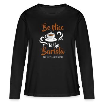 Espresso Cappuccino Arbeiten - Frauen Premium Bio Langarmshirt - Schwarz - Vorne - Julia (174cm)