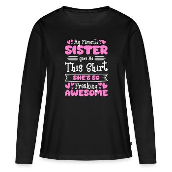 Famille, Enfants, Coeur de Frère, Cohésion - T-shirt manches longues Premium bio Femme - noir - Devant - Julia (174cm)
