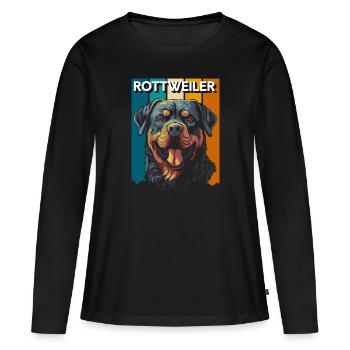 Chien de combat Danger Chien de garde Chien d’assistance - T-shirt manches longues Premium bio Femme - noir - Devant - Julia (174cm)