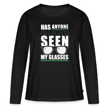 Lunettes Optique Hypermétrope - T-shirt manches longues Premium bio Femme - noir - Devant - Julia (174cm)