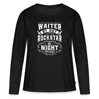 Serveur Restaurant Nourriture Cocktail - T-shirt manches longues Premium bio Femme - noir - Devant - Julia (174cm)