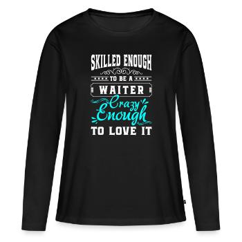 Serveuse Guest Bistro - T-shirt manches longues Premium bio Femme - noir - Devant - Julia (174cm)