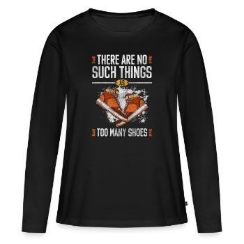 Schuh Sammeln Stiefel Kaufsüchtig - Frauen Premium Bio Langarmshirt - Schwarz - Vorne - Julia (174cm)