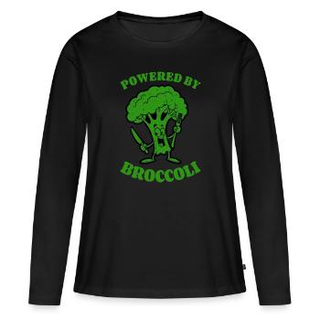 Powered by Broccoli - Légumes, végétarien, végétalien - T-shirt manches longues Premium bio Femme - noir - Devant - Julia (174cm)