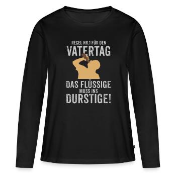 RAHMENLOS Geschenk Vatertag - Herrentag - Regel - Frauen Premium Bio Langarmshirt - Schwarz - Vorne - Julia (174cm)