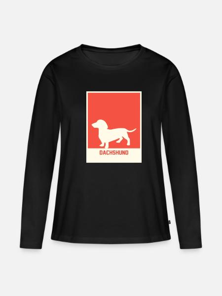 Dackel - Frauen Premium Bio Langarmshirt - Schwarz
