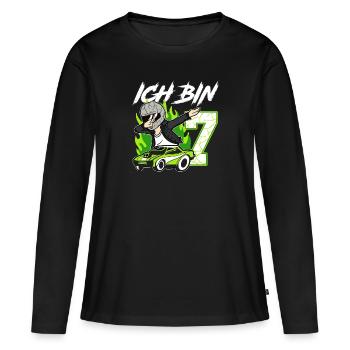Geburtstag Rennfahrer 7 Jahre alt Rennwagen - Frauen Premium Bio Langarmshirt - Schwarz - Vorne - Julia (174cm)