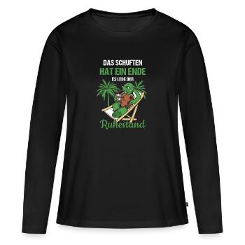 Schuften Hat Ein Ende Es Lebe Der Ruhestand Rente - Frauen Premium Bio Langarmshirt - Schwarz - Vorne - Julia (174cm)