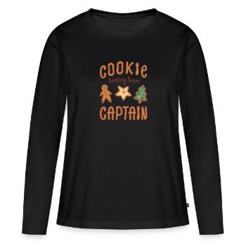 Cookie Baking Team Captain Cookie - Frauen Premium Bio Langarmshirt - Schwarz - Vorne - Julia (174cm)