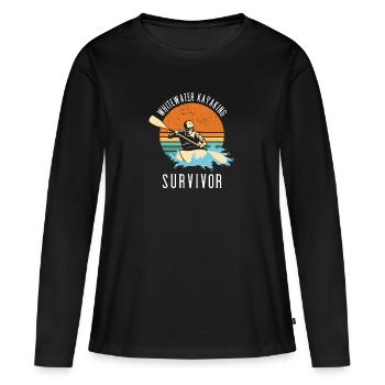 Survivant du kayak en eau vive - T-shirt manches longues Premium bio Femme - noir - Devant - Julia (174cm)