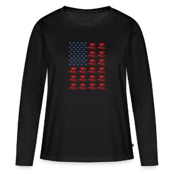 Sport Us Flag Sprint Car Racing - T-shirt manches longues Premium bio Femme - noir - Devant - Julia (174cm)