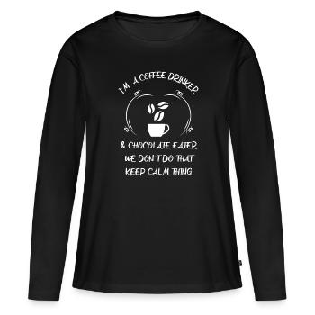 Café, expresso, café et chocolat - T-shirt manches longues Premium bio Femme - noir - Devant - Julia (174cm)
