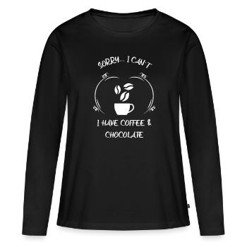 Café, expresso, café et chocolat - T-shirt manches longues Premium bio Femme - noir - Devant - Julia (174cm)