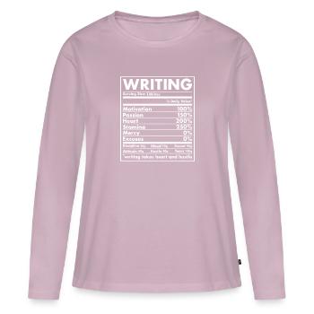 Écrivain Nutrition Rédaction - T-shirt manches longues Premium bio Femme - rose poudré - Devant - Julia (174cm)