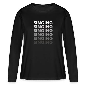 Chanteur Chant - T-shirt manches longues Premium bio Femme - noir - Devant - Julia (174cm)