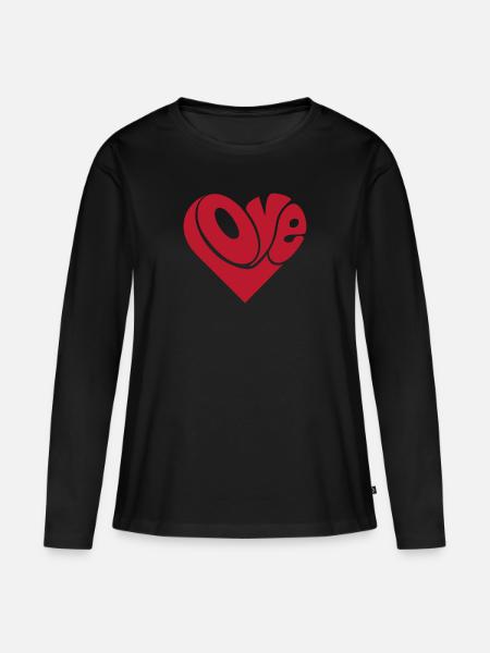 Love - Frauen Premium Bio Langarmshirt - Schwarz