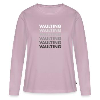 Saut Vaulter - T-shirt manches longues Premium bio Femme - rose poudré - Devant - Julia (174cm)