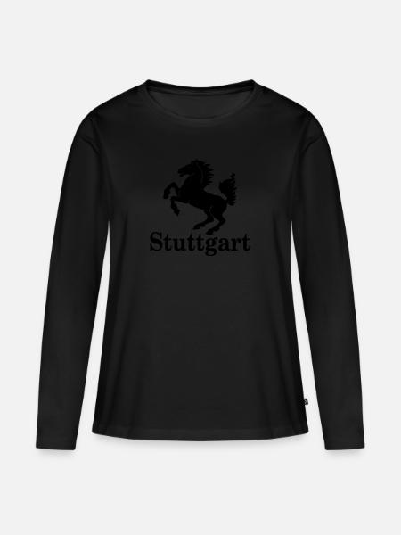 Stuttgart - Frauen Premium Bio Langarmshirt - Schwarz