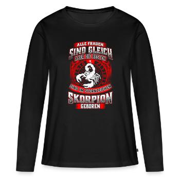 Skorpion Sternzeichen Geburtstag Geburt - Frauen Premium Bio Langarmshirt - Schwarz - Vorne - Julia (174cm)