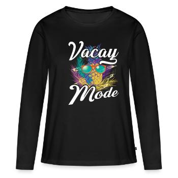 MODE VACAY - T-shirt manches longues Premium bio Femme - noir - Devant - Julia (174cm)