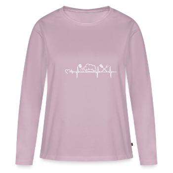 Cooking heartbeat - T-shirt manches longues Premium bio Femme - rose poudré - Devant - Julia (174cm)