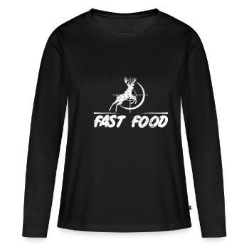 Fast Food - Frauen Premium Bio Langarmshirt - Schwarz - Vorne - Julia (174cm)