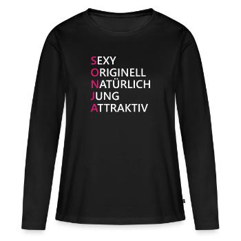 Sonja Name Geschenk - Frauen Premium Bio Langarmshirt - Schwarz - Vorne - Julia (174cm)