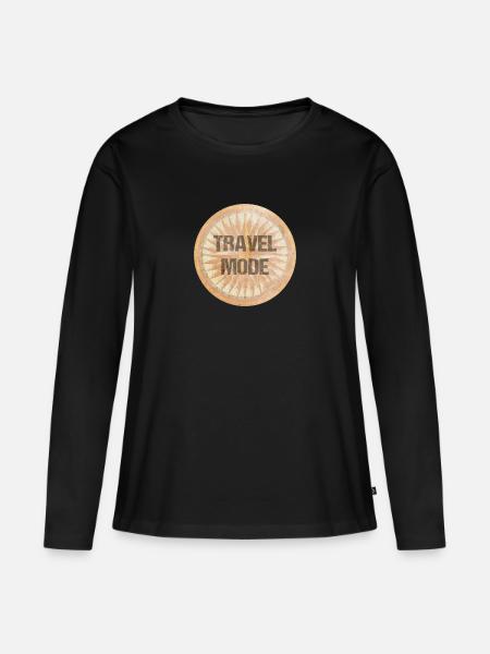 TRAVEL MODE - Frauen Premium Bio Langarmshirt - Schwarz