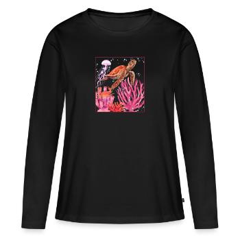 Grande barrière de corail - T-shirt manches longues Premium bio Femme - noir - Devant - Julia (174cm)