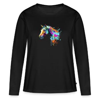 Horse Head - Women's Premium Organic Long Sleeve Shirt - black - Front - Julia (174cm)