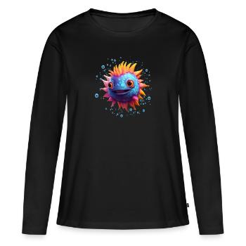 Poisson-globe - T-shirt manches longues Premium bio Femme - noir - Devant - Julia (174cm)