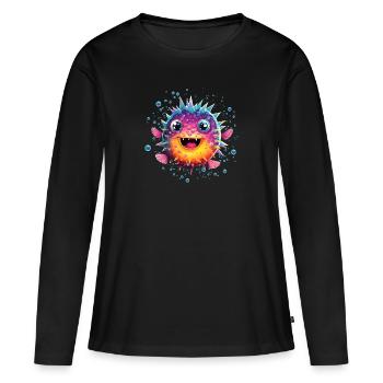 Poisson-globe - T-shirt manches longues Premium bio Femme - noir - Devant - Julia (174cm)