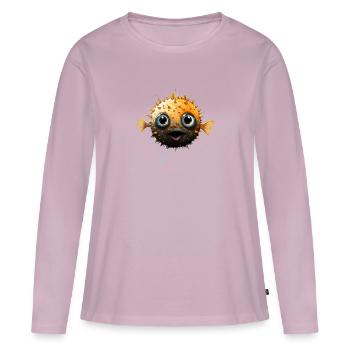 Poisson-globe - T-shirt manches longues Premium bio Femme - rose poudré - Devant - Julia (174cm)