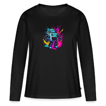 Evil Robot Series 010 - Frauen Premium Bio Langarmshirt - Schwarz - Vorne - Julia (174cm)