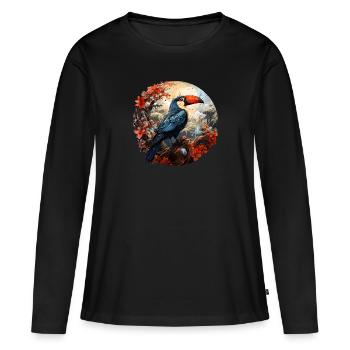 Toucan retro style - Women's Premium Organic Long Sleeve Shirt - black - Front - Julia (174cm)