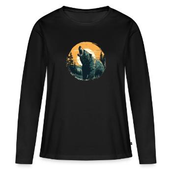 Grizzly in sundown - Frauen Premium Bio Langarmshirt - Schwarz - Vorne - Julia (174cm)