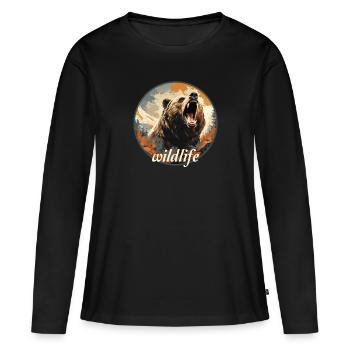 Faune - T-shirt manches longues Premium bio Femme - noir - Devant - Julia (174cm)