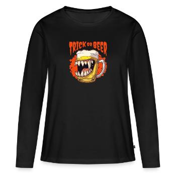 Trick ou bière - T-shirt manches longues Premium bio Femme - noir - Devant - Julia (174cm)