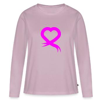 "In October, we wear pink" Tshirt - Women's Premium Organic Long Sleeve Shirt - dusky pink - Front - Julia (174cm)