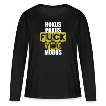 hokuspokus fuck you modus - Women's Premium Organic Long Sleeve Shirt - black - Front - Julia (174cm)