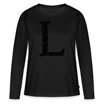 L - Frauen Premium Bio Langarmshirt - Schwarz - Vorne - Julia (174cm)