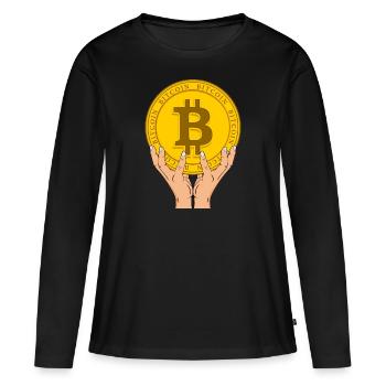 Bitcoin - T-shirt manches longues Premium bio Femme - noir - Devant - Julia (174cm)