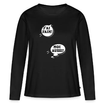 J'ai Faim moi Aussi Humour maman Enceinte - T-shirt manches longues Premium bio Femme - noir - Devant - Julia (174cm)