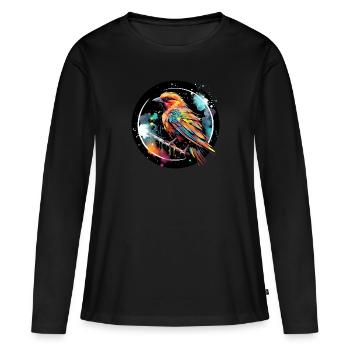 Vogel Singvogel Geschenk für Vogel Fans Natur - Frauen Premium Bio Langarmshirt - Schwarz - Vorne - Julia (174cm)