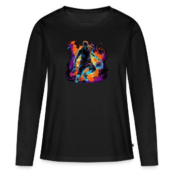 Basketball player in art design for sports fans - Women's Premium Organic Long Sleeve Shirt - black - Front - Julia (174cm)