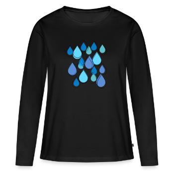 Pluie, Gouttes, Gouttes De Pluie, Bleu - T-shirt manches longues Premium bio Femme - noir - Devant - Julia (174cm)